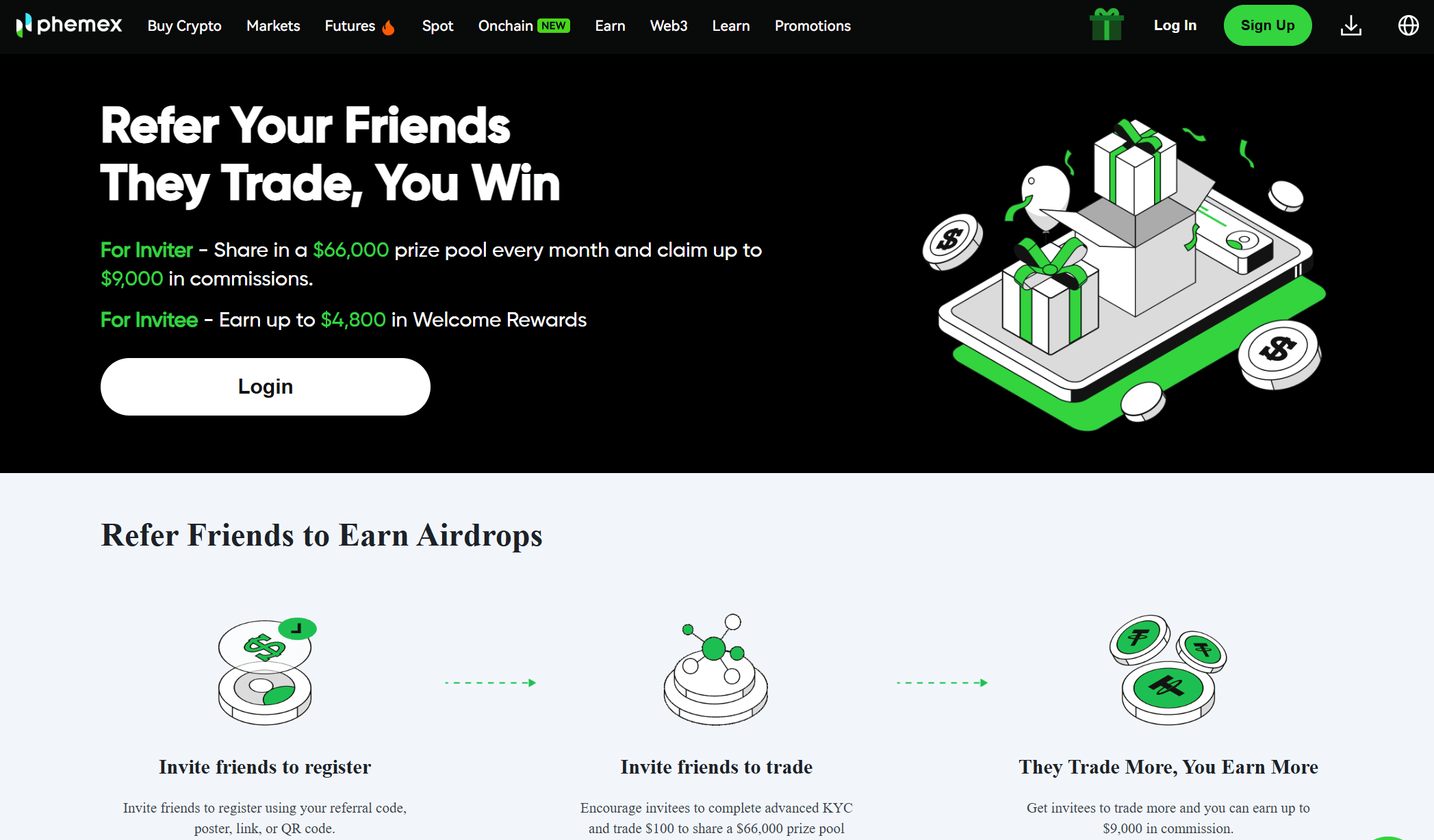 Phemex program de recomandare si Collaborator Program structura comisioane