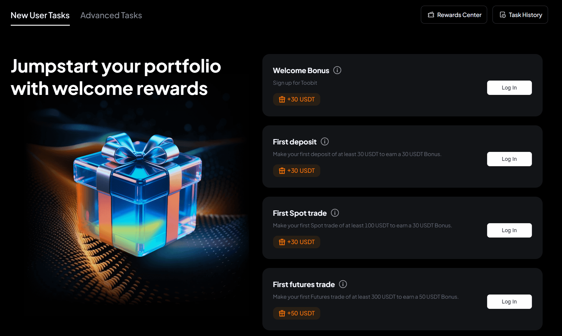 Toobit bonus de bun venit 140 USDT structura milestone-uri